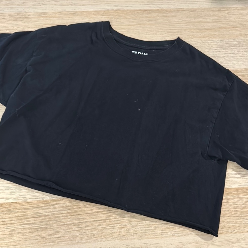 Gildan Black Casual Crop Top